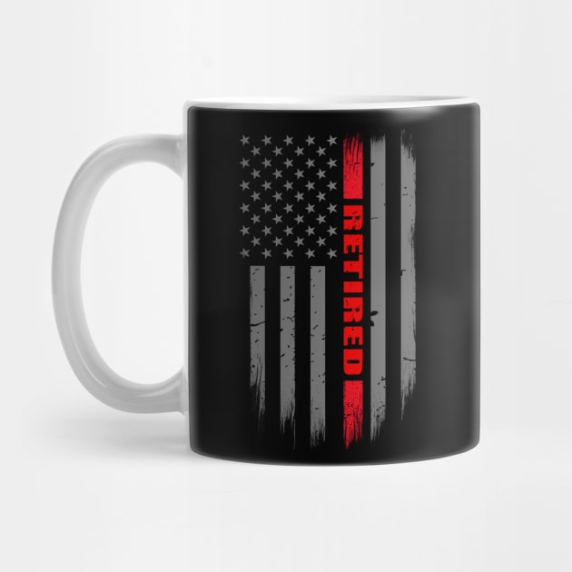 Retired Firefighter - Thin Red Line Flag by bluelinemotivation